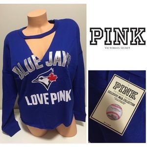 🆕VICTORIA’S SECRET PINK-BLUE JAYS VARSITY CREW S
